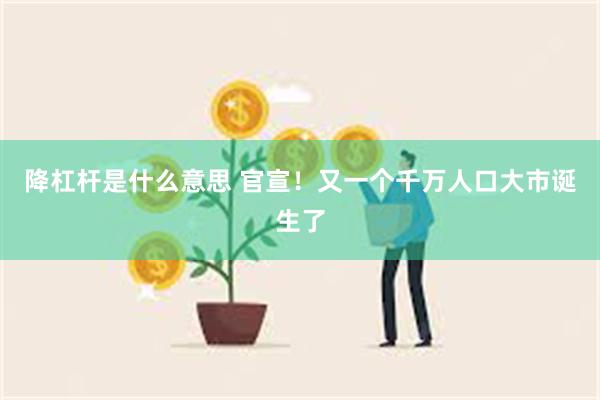 降杠杆是什么意思 官宣！又一个千万人口大市诞生了